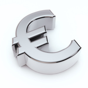 3D Euro symbol isolated on white